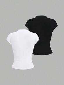 Nueva llegada Camiseta de unicolor, minimalista y versátil, adecuada para el transporte, primavera/verano - Multicolor 5 - Ver 2