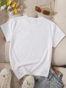 Playera 100% algodón con corazones en tonos azules estilo patchwork - [Blanco] - Ver 4