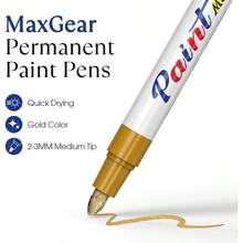 Gold Paint Pens Permanent Markers 2 Pack, Oil Based White Paint Markers, Medium Tip, Tire, Metal, Plastic, Rock Painting, Wood - Vàng - Xem 2