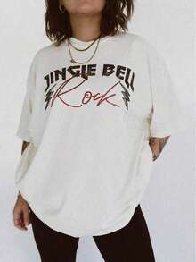 Camiseta con Diseño Navideño |        Tee |       Camisa navideña de talla grande | Camiseta de estilo vintage 2026, nuevo modelo, ropa de vacaciones para mujer, ropa de verano, atuendo para conciertos, atuendo para conciertos de estilo country, atuendos de verano para mujer, atuendos de vacaciones para mujer, atuendos de playa para mujer, atuendo para conciertos de estilo country, atuendo para conciertos, ropa casual de negocios para mujer, estilo callejero vintage, unisex, camiseta de manga corta de algodón suelto con cuello redondo, 100% algodón. - Blanco - Ver 1