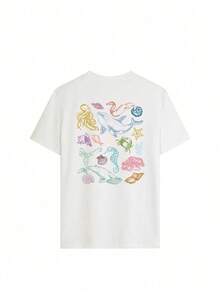Women's Casual Colorful Graffiti Print Round Neck T-Shirt For Summer, Sommer-T-Shirt - White - View 4