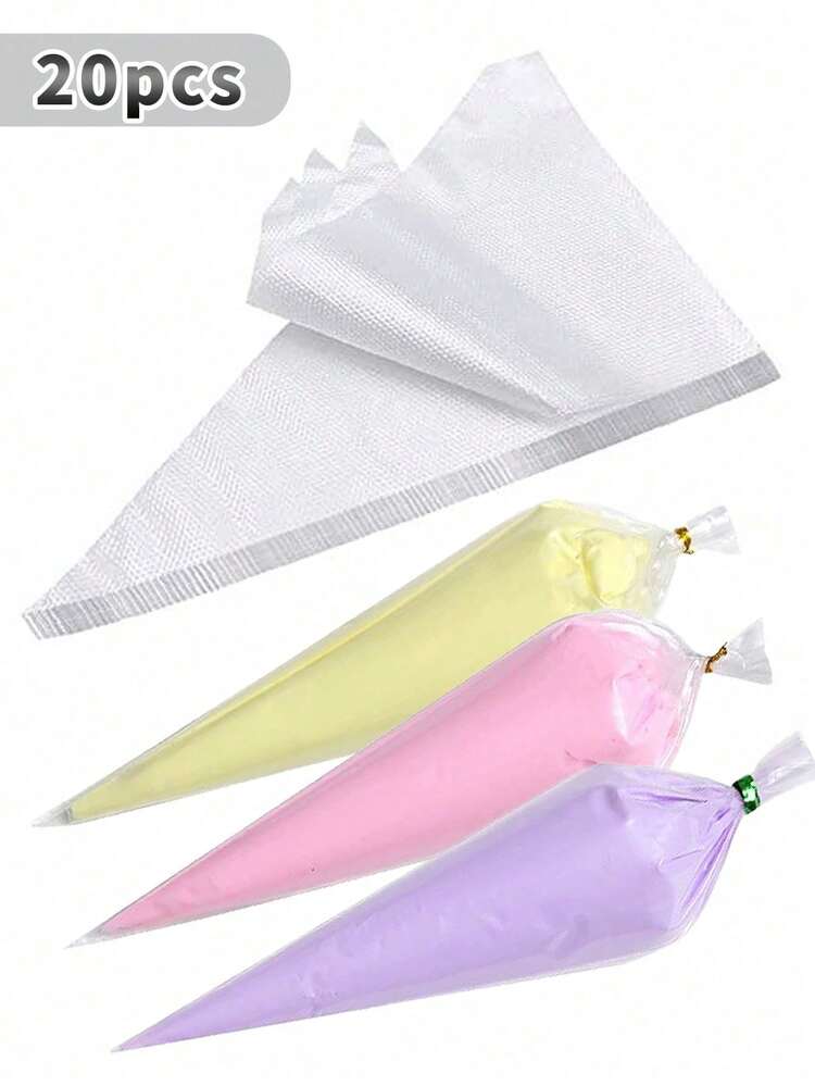 50个/100个装可重复使用透明裱花袋，糖霜装饰袋，一次性糕点袋，蛋糕装饰袋。适用于DIY装饰蛋糕、马卡龙、饼干、糕点等。可用于装饰蛋糕、纸杯蛋糕、奶油霜、饼干和糖果。 - 查看 9