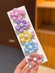 5pcs Colorful Flower Hair Clips, Cute Hair Accessories Suitable For Daily Use - Multicolor - View 10