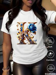 180 g Hecho en México, Moda Primavera/Verano 2026 Camiseta de manga corta, Estampado de dibujos animados, Estilo para parejas, Ropa interior/exterior, Cuello redondo informal para la oficina, Top unisex de una pieza - Blanco - Ver 2