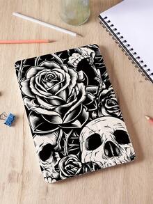 黑白骷髅玫瑰花图案平板电脑保护套，兼容 iPad 10.2 英寸 (A16)、11 英寸（第 11 代/2025 款）、第 8/9/10 代、iPad Air 4（10.9 英寸）、Galaxy Tab S6 Lite 10.4 英寸，防摔，带笔槽，支持睡眠/唤醒功能，浪漫万圣节礼物，送给家人朋友或孩子的好礼物 - 彩色 - 查看 4