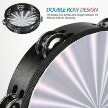 Radiant Handheld Tambourine With Double Row Jingles – 6"/8"/10" Reflective Church Percussion Instrument For Adults, KTV Party & Worship, Orff Music Gift (1pc) - Multicolor - View 3