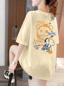 Women's Lightweight Short-Sleeve T-Shirt, Summer Design, Slim Fit, Cartoon Print, Pure Cotton Short-Sleeve Top, Basic T-Shirt. #3333 100% Cotton Unisex - 深綠色 - 查看 6