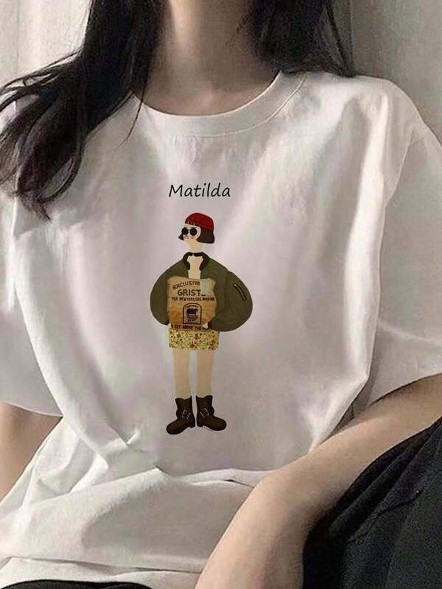 Women's Y2G Style Short Sleeve T-Shirt, Simple And Versatile Design, 100% Casual, Summer Top, Fashionable And Comfortable, Ideal For Vacation, Travel, Casual Daily Wear, Versatile Style For Work, Fashionable T-Shirt, Cotton T-Shirt - 白色 - 查看 1