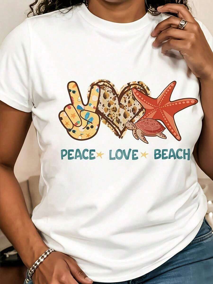 Conjunto Casual para Mujer, Tallas Grandes, Camiseta de Manga Corta con Cuello Redondo, 100% Tejido Puro y Transpirable, Top Casual de Primavera-Verano, Comodidad para el Día a Día, Semitransparente, Patrón Geométrico Motivacional - Blanco - Ver 1