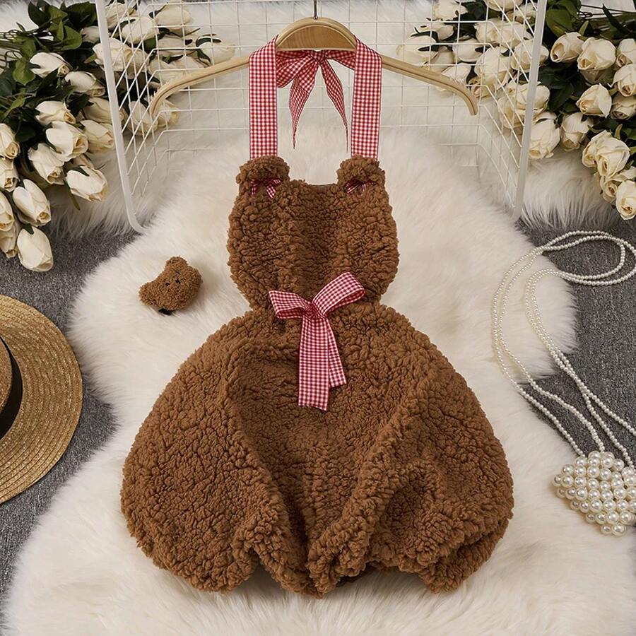 Vestido ajustado de Navidad para mujer, Vestido corto con lentejuelas y tirantes rojos, vestido de noche Sexy ajustado para fiesta y Club, minivestido erótico de conejito para Cosplay - QD270-Marrón - Ver 1