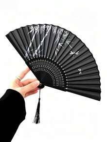 Chinese Style Foldable Hand-Held Fan, Portable Mini Black Fan Suitable For Dancing, Summer Cooling, Beach Travel And Daily Use - A - View 8