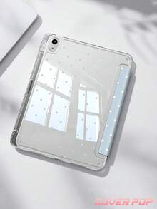 藍白波點極簡圖案平板保護殼，適用於 iPad 9.7/10.2/10.5/10.9/12.9 吋、Pro 11 吋、Galaxy Tab S6 Lite 10.4 吋、Kindle Paperwhite 第 12 代 2024、Kindle (第 11 代-2024 發佈)，提供柔軟防震保護，支援智慧休眠/喚醒，Y 型折疊支架設計可調節多角度觀看 - 彩色 - 查看 3