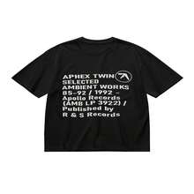 Merchandise de Aphex Twin Ambient Works - Camiseta clásica de música retro IDM de los 90 con la lista de canciones del álbum notable (Selected Works '92-'97), material duradero, camiseta unisex de cor - Negro - Ver 2