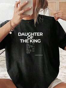 Loose-Fitting Short-Sleeved T-Shirt With Slogan Print, Casual Summer Style - Urban Vintage Style, Unisex, 100% Cotton With Round Neck. - 黑色 - 查看 1