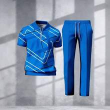 Men's Casual Stylish Polo Shirt With Collar, Short Sleeves, 3D Irregular Print T-Shirt - CD207-6 - Xem 8