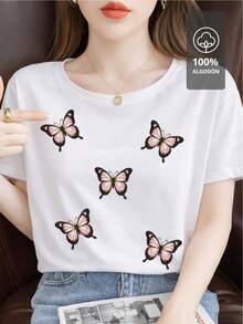 Camiseta Estampada Edición Rosa Mariposa| 100% - [Blanco] - Ver 6