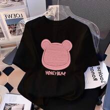 Camiseta con estampado de camisa casual para mujer, manga corta y cuello redondo, moda urbana local de primavera/verano camiseta unisex. AC3R - rosa - Ver 3