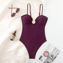 Women's Metallic One-Piece Swimsuit, New 2026 - White - View 8
