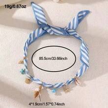 Một chiếc vòng cổ ruy băng kẻ caro xanh trắng thời trang, phong cách Bohemian lấy cảm hứng từ đại dương, vòng cổ bằng vải thanh lịch và sang trọng, bao gồm vỏ sò, sao biển, nấm, vòng cổ mặt dây chuyền đa dạng họa tiết, thích hợp cho phụ nữ đeo khi đi biển vào mùa hè. - Nhiều màu - Xem 2