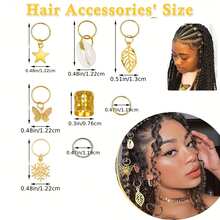 82/110/120pcs Hair Jewelry For Braids, Loc Jewelry For Hair Dreadlock, Charm Accessories For Women, Metal Gold Braids Rings Cuffs Clips For Dreadlock Accessories Clips Rings Extensions Decorations - View 5