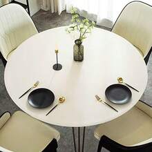 1 pieza Mantel individual redondo de cuero PU de unicolor, protector de mesa impermeable a prueba de aceite resistente al calor y antideslizante, decoración de cocina del hogar estilo minimalista crema - Blanco - Ver 11