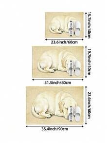 DAJIANG 1件卡通可爱狗狗图案门垫，适用于浴室、厨房、户外、室内、走廊、卧室、客厅、床边，可机洗，易于清洁，底部防滑，适合卧室冬季装饰、情人节节日装饰、浴室配件、房间装饰套装、户外装饰地毯垫 - 酣睡拉布拉多 - 查看 2