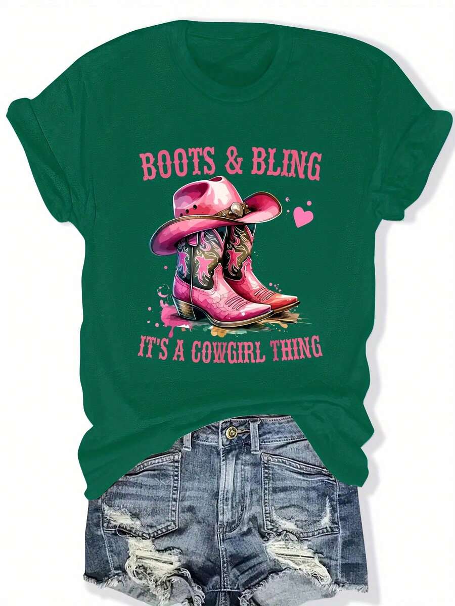 Talla Grande, Top Casual de Manga Corta con Estampado y Cuello Redondo, Verano y Primavera, Ropa de Mujer Talla Grande - Verde Oscuro - Ver 1