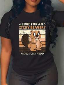 Camiseta Gráfica 100% Algodón con Humor Adulto Divertido, Atrevido y Sensual para Mujer y Hombre, Cuello Redondo, Estilo Clásico, Moda de Verano, Tops para Vacaciones - Negro - Ver 6