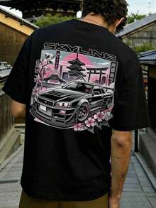 Camisetas de Algodón con Estampados de Coches, Ropa de Verano para Mujeres y Hombres, Ropa Urbana Y2k, Ropa de Aeropuerto para Mujeres, Ropa para Adolescentes, Camiseta de Manga Corta Holgada y Estampada a la Moda para Hombres, Diseño Exquisito con Estampado de Coches de Carreras y Flores de Cerezo, Esencial de Verano Fácil de Combinar, Muestra tu Estilo, Ropa para Niños, Top Casual Negro Unisex, Ropa de Vacaciones para Hombres, Conjunto Familiar a Juego en Tallas para Adultos y Niños. - Negro - Ver 1