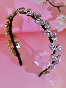 1pc Fashionable & Elegant Crystal Leaf Design Headband, Suitable For Party, Photography, Wedding Wear - Multicolor - View 8