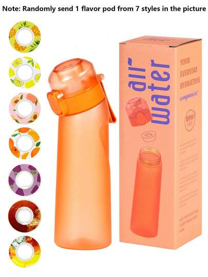 1 Bình nước Air Water Bottle kèm 1 gói hương vị ngẫu nhiên, bình nước nhựa có gói hương vị, không đường, thích hợp cho hoạt động thể thao ngoài trời và du lịch. Bạn sẽ nhận được ngẫu nhiên 1 gói hương vị từ 7 loại khác nhau.