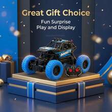 Remote Control Racing Car For Kids, Four-Wheel Drive Off-Road Vehicle, Colorful LED Lights, Rubber Tires, Outdoor Toy Car, Gift For Children, Rechargeable Remote Control Car, Racing Car - Blue 1B - View 4