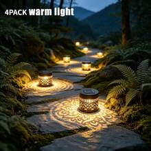 Conjunto de 4 luminárias solares mandala para jardim, caminho, gramado, quintal e decoração de casa de campo. - 4 pacotes de mando - Ver 9