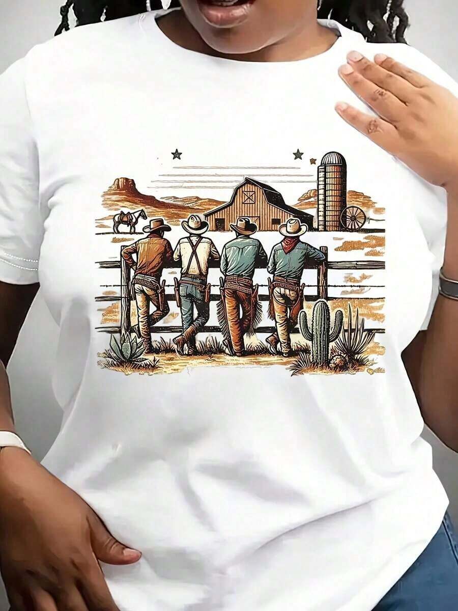 Camiseta del Oeste Salvaje, Camiseta con Gráficos del Oeste, Camiseta con Diseño de Naturaleza, Camiseta Vintage de Vaquero, Camiseta Linda del Oeste, Regalos para Agricultores - Blanco - Ver 1