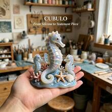 Cubulo 1 pièce Moule en silicone résine hippocampe, moule en résine époxy thème océan, DIY bougie, cire d'aromathérapie, plâtre, savon, moule de moulage d'art en résine, pour la décoration de la maison et l'artisanat - Blanc - Voir 9