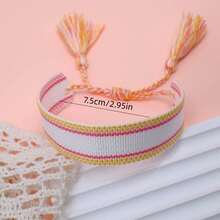 1pc Handmade Vintage Minimalist Boho Style Woven Bracelet, Suitable As Gift For Family, Friends, Students, Festivals, Parties, Traveling - Multicolor - View 6