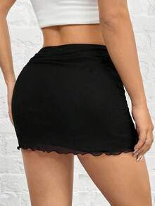 Falda De Mujer De Malla De Punto Negra - Negro - Ver 6