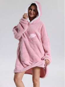 Moletom com capuz e forro de lã grossa para adultos - Estilo grosso para outono e inverno, com bolsos grandes, folgado e confortável, mantém o corpo aquecido no inverno, design em flanela macia, item essencial para o outono e inverno, decoração aconchegante para a casa, toque macio - Multicolorido - Ver 5
