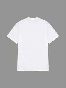 Women's Oversized Logo T-Shirt, Navy, Loose Fit, Short Sleeve, Casual, Streetwear - White - View 5
