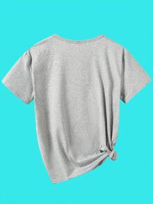 Camiseta vintage con estampado de personajes, top casual de manga corta y cuello redondo, ideal para primavera y verano, cómoda y transpirable, apta para todas las estaciones, ropa de mujer - Negro - Ver 2