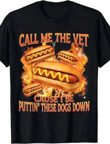 Camiseta versátil 2026Funny Hot Dog Meme TShirt With Call Me The Vet Phrase Perfect For Humor Fans SpringStatements,Camisetas para hombre, camisetas para mujer, estampados de anime, ropa imprescindible para apoyar el Mundial, camisetas gráficas para niños, adecuadas para el uso diario, camisetas para hombre, camisetas con temática de verano de 2026 - Negro - Ver 6