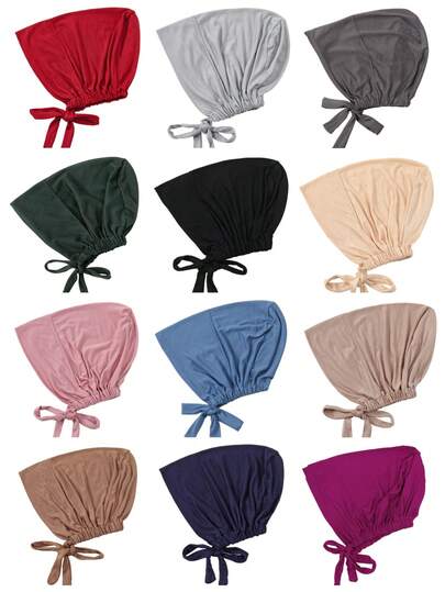 4pcs Women Solid Drawstring Detail Casual Head Wrap For Daily Life Bonnet Hair Bonnet Turban,Summer,Beach,Hat,Head Wrap,Hijab,Turban Hat Set
