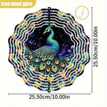 1个360°旋转3D孔雀风铃，配彩色羽毛 - 10英寸铁艺花园装饰，舒缓音效，适合婚礼、室内/室外悬挂式DIY装饰（无需电池/电源） - 优雅的婚礼和节日装饰品 - A - 查看 9