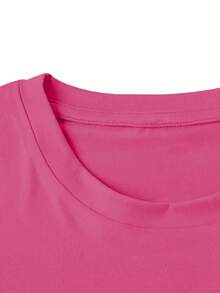 Women's Casual Short Sleeve T-Shirt With Graphic Print "Nice To See Your Face" 100% Letters, Round Neck, Ideal For Summer And Spring - Red Rose - View 5