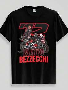 Camiseta unisex de manga corta, Marco Bezzecchi No.12 Motorcycle Racing Themed T-Shirtplayeras hombre,spiderman,, mujer,romwe men,boho chic,maestras regalos,camiseta para mujerconjuntos curvy para mu,y2k, - Negro - Ver 6