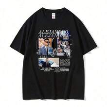 Camiseta unisex de manga corta, camisetas con estampado gráfico limitado del rapero Rauw Alejandro, camisetas de manga corta de hip hop, ropa de calle de moda para mujer, camisetas de cosplay Y2K para hombre, Spiderman, ,  Women, Romwe Men, boho chic, regalos para maestros, camiseta de mujer, atuendos curvos para hombre, Y2K. - Negro - Ver 6