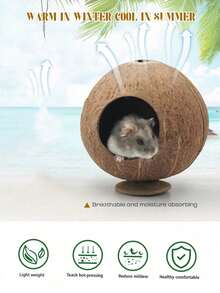 Happy Pet Rabbit Chew Toy, Hamster Coconut Shell Hideout Nest, Winter Warm Nest, Sleeping Cave, Branch Rodent Cave Toy - Suitable For Small Rodents, Rabbits, Small Pets, Providing Ample Space - View 7