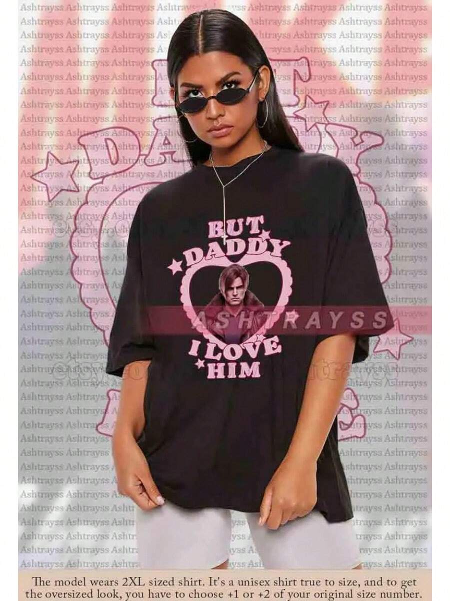 Leon Kennedy T-Shirt: But Dad, I Love You, Leon Kennedy RE9 T-Shirt, Leon.Kennedy - 黑色 - 查看 1