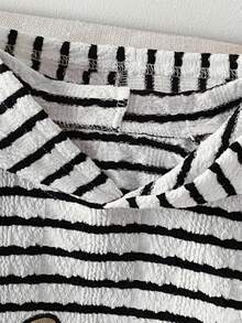2pcs/Set Baby BoyStriped Bear Hoodie Sweatshirt & Cartoon Print Pants Set - Black and White - View 3