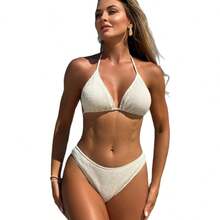Nuevo en stock, traje de baño de tres piezas moderno y sexy para mujer, bikini. - Juego de tres piezas azul 9307 - Ver 6